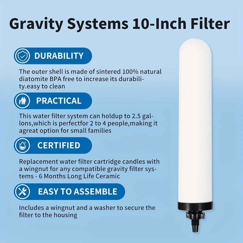 Two 7-Inch Ceramic Water Filter Cartridges for Gravity and Household Systems Pack of 2