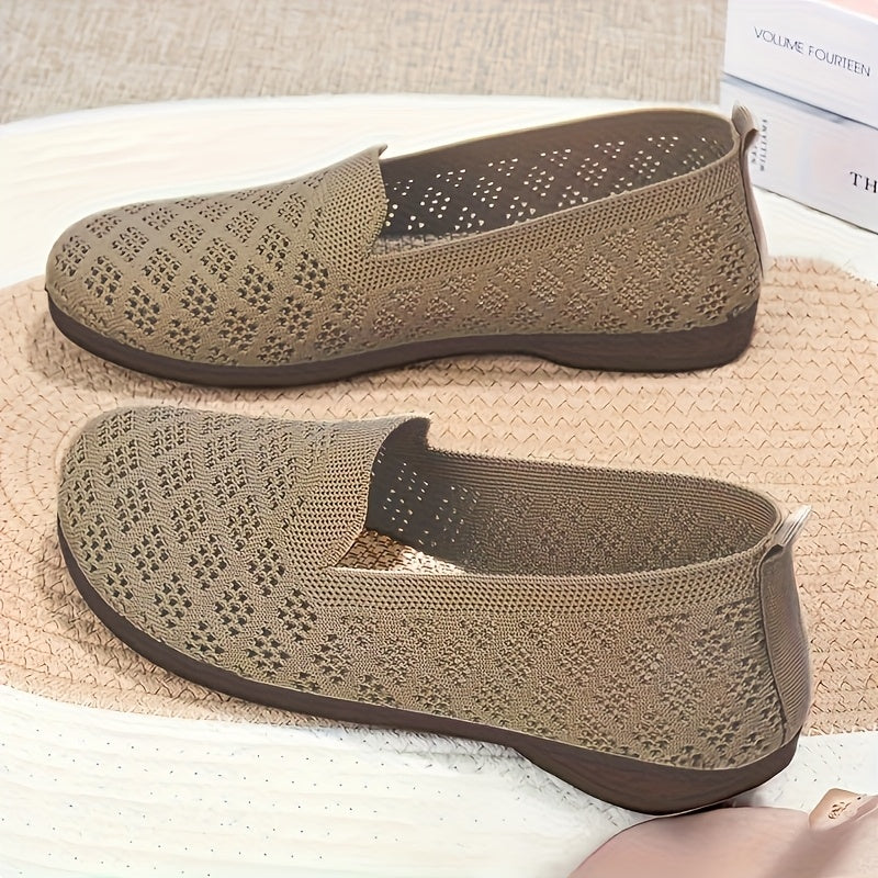 Women's Breathable Slip-On Loafers with Cut-Out Design, Lightweight Fabric