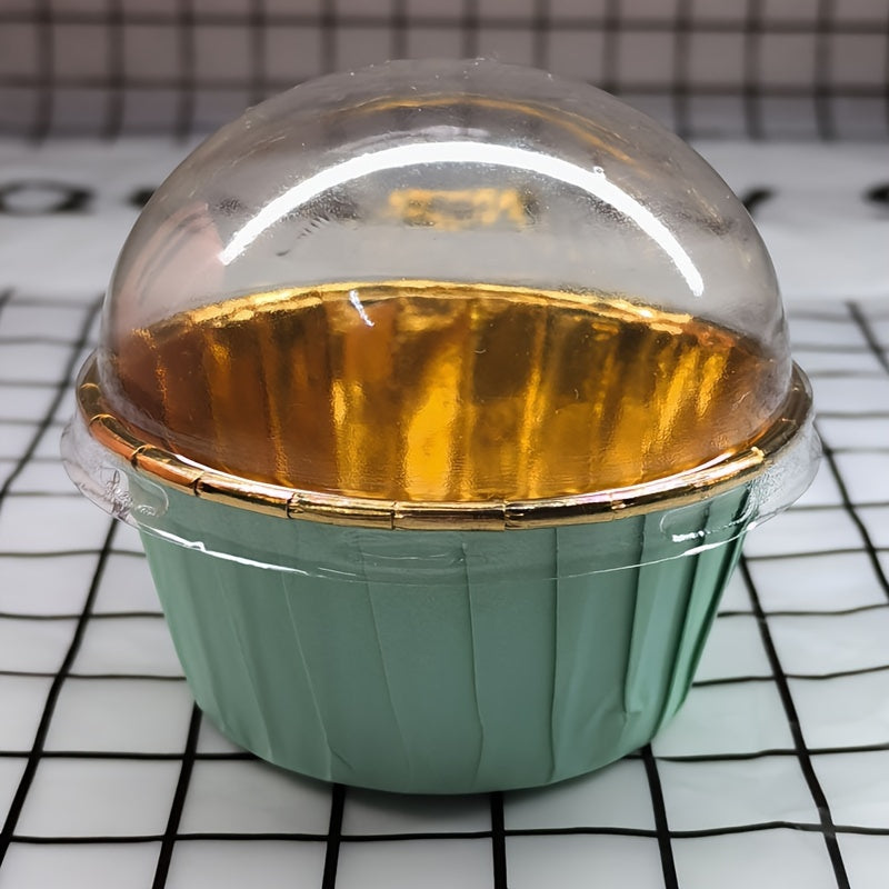 50 штук термостойких бумажных форм для кексов с крышками для выпекания кексов и маффинов