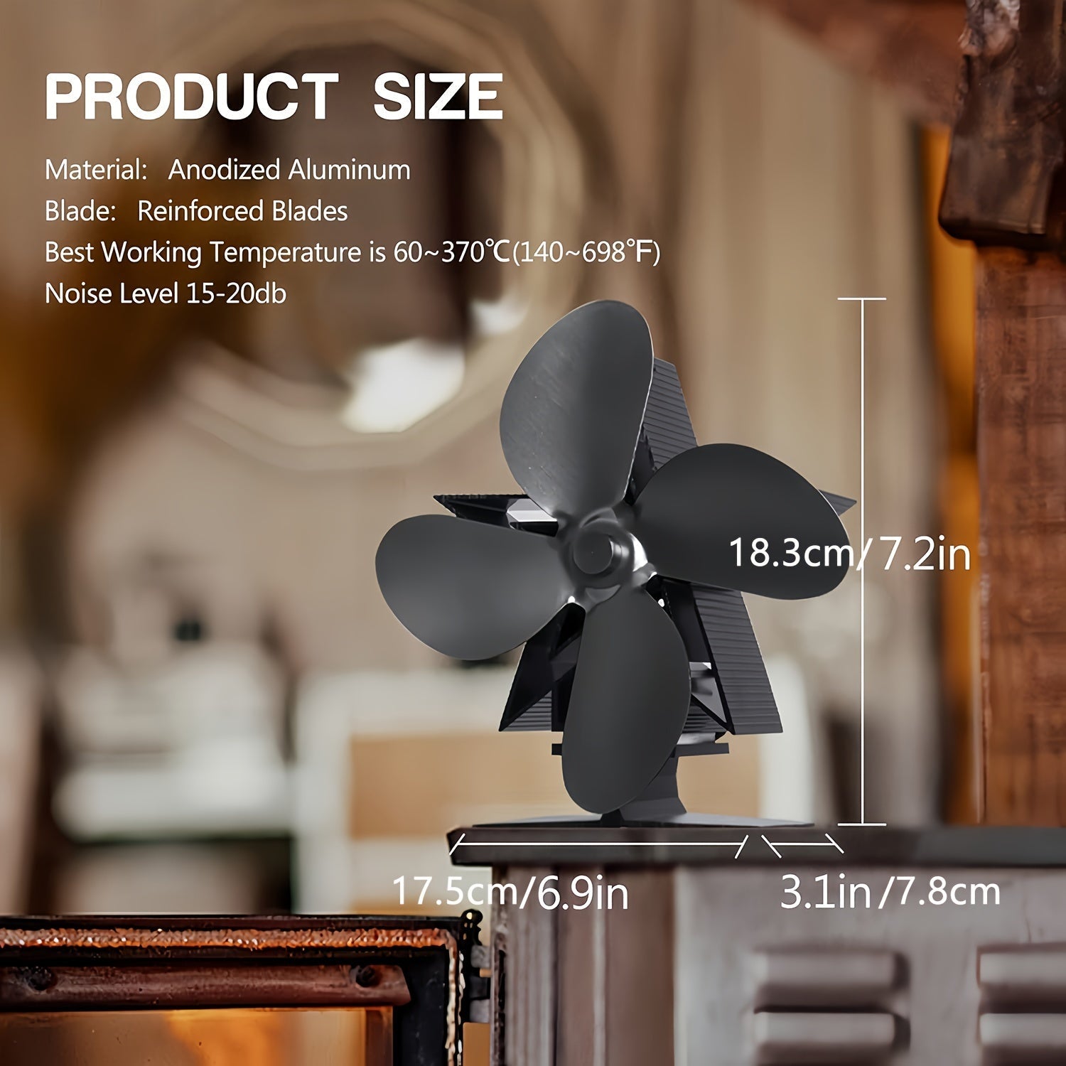 Issiqlik bilan ishlaydigan pechka ventilyatori, 4 pichoqli portativ chiqindi ventilyatori, uy qulayligini oshiradi, energiya tejashga yordam beradi va pechka ifloslanishini kamaytiradi. Siqilgan, jim va foydalanuvchi uchun qulay uy jihozi.