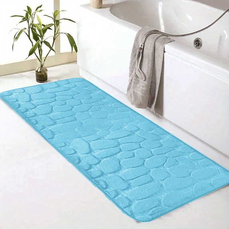 Cobblestone Pattern Memory Foam Bath Mat Non-Slip Absorbent Machine Washable