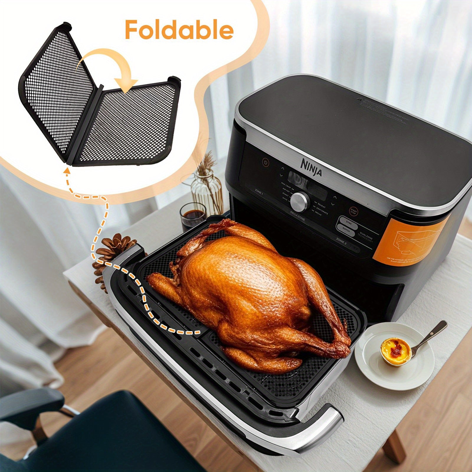 Silicone havo frayer uchun Splash Guard, Ninja AF500 uchun qayta ishlatiladigan yopishmaydigan