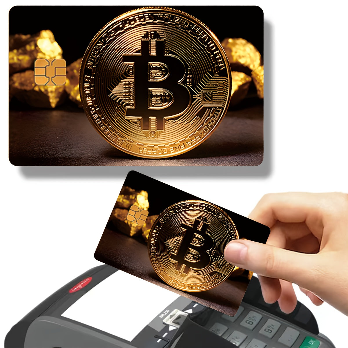 Bitcoin Themed Waterproof Self-Adhesive Credit Card Stickers Set of 4