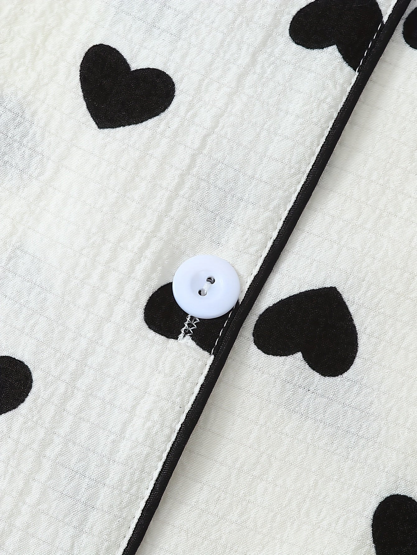 Women's Printed Cardigan Set with Turnover Collar and Short Sleeves