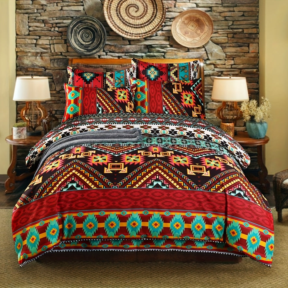 Conjunto de ropa de cama estilo bohemio de 3 piezas, funda nórdica y fundas de almohada para dormitorio o habitación de invitados