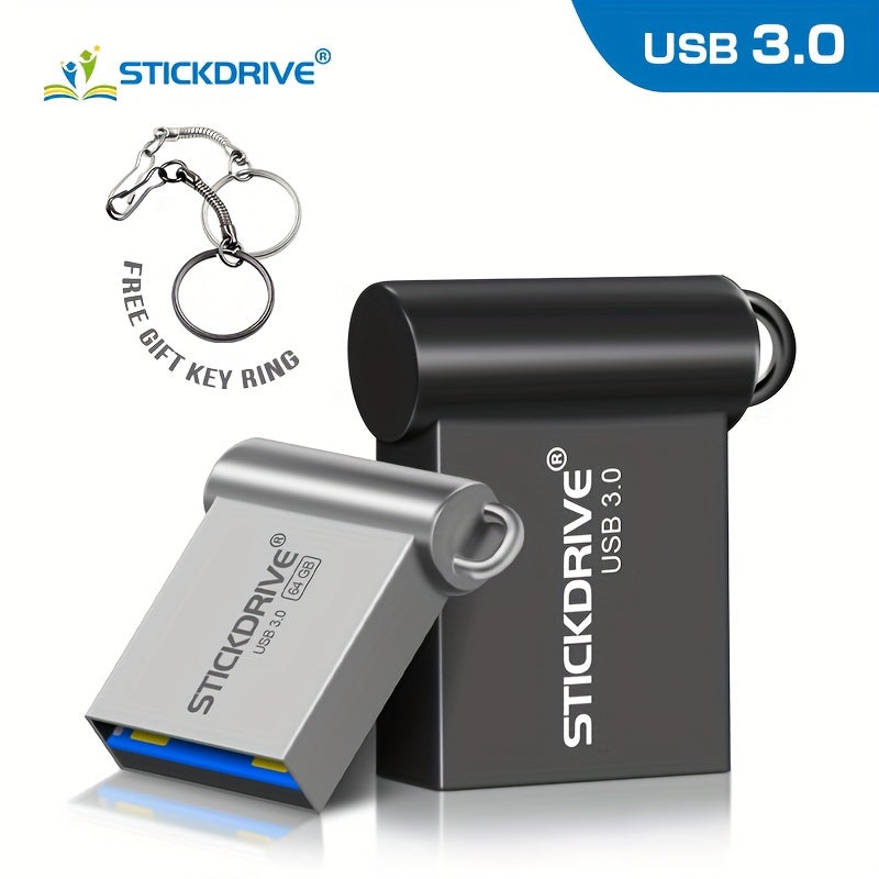 STICKDRIVE MINI USB 3.0 Flesh xotira qurilmasi kalit halqasi uchun turli o'lchamlarda.