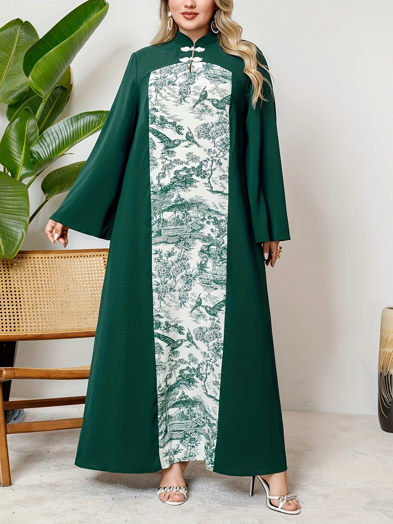 Women's Mandarain Collar Tunic Dress Polyester All-Season Loose Fit