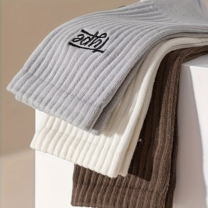 Men's 3-Pack Crew Socks Breathable Polyester Moisture-Wicking Anti-Odor Ribbed Cuffs