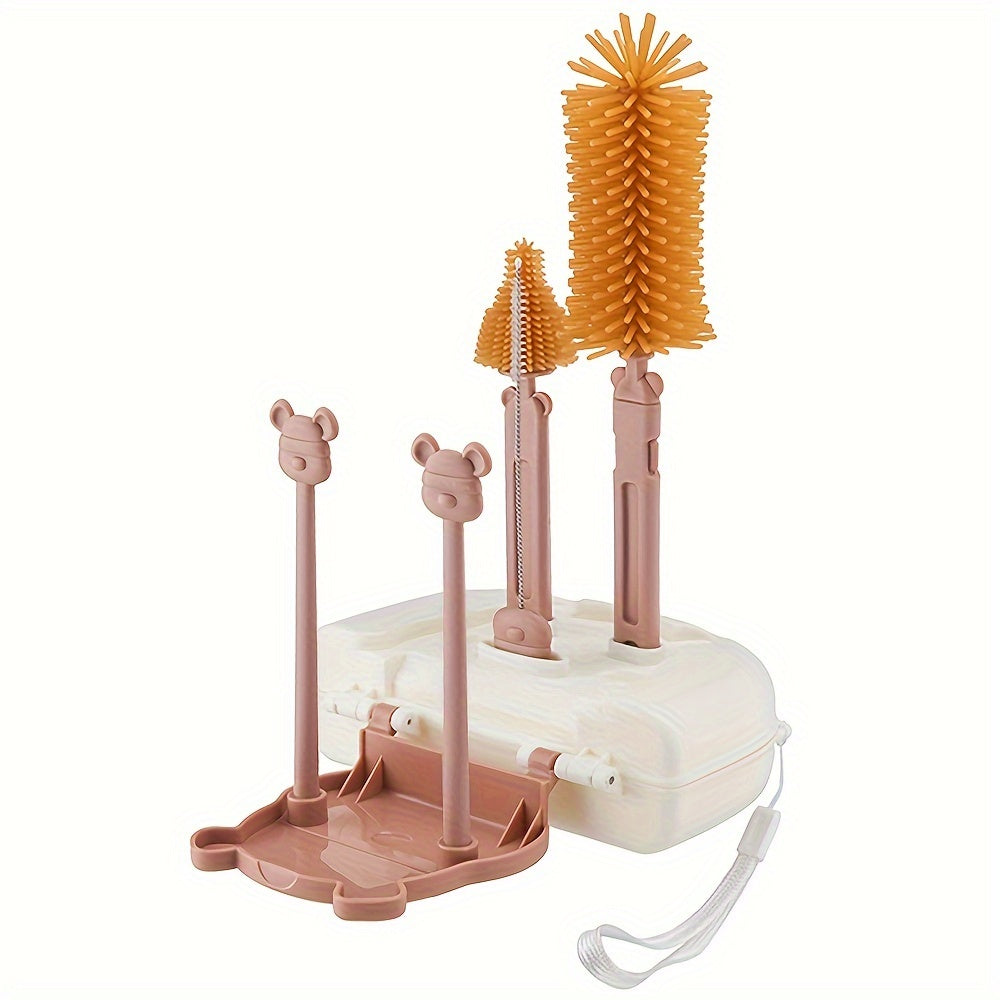 Набор для очистки бутылок 6-в-1 с силиконовой щеткой, очистителем для трубочек, сушилкой