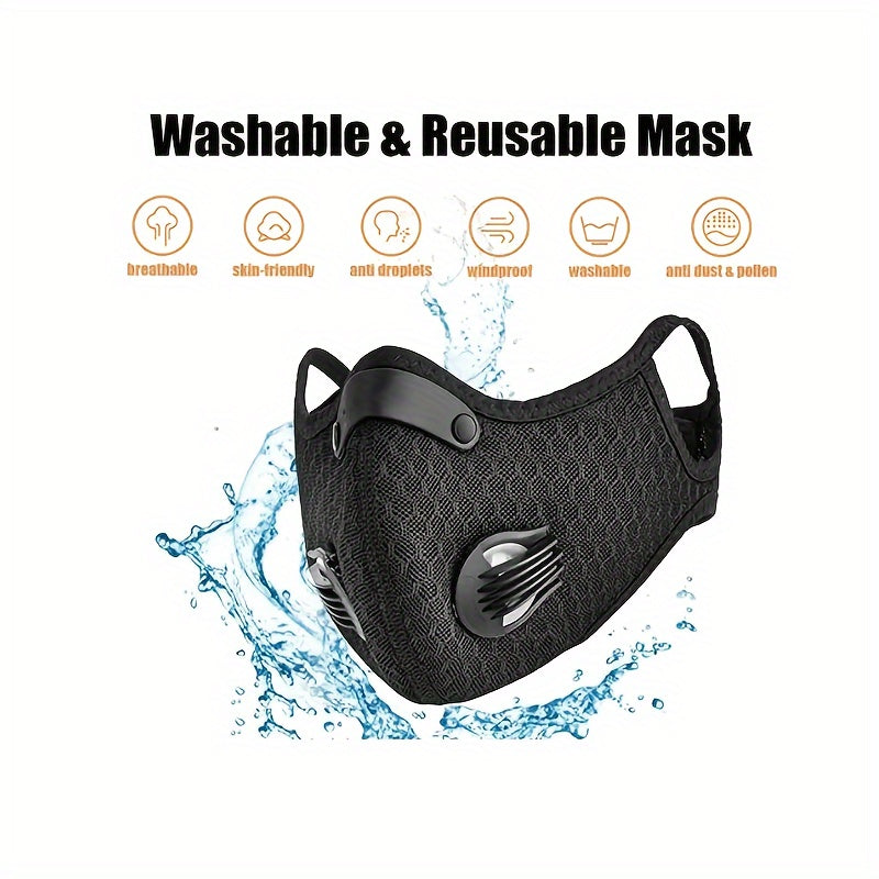 1/2 Ajratiladigan yuz niqobi, nafas chiqarish klapanli, shaffof ko'z qalqoni, og'iz filtri, changdan himoyalovchi, erkaklar va ayollar uchun mos.