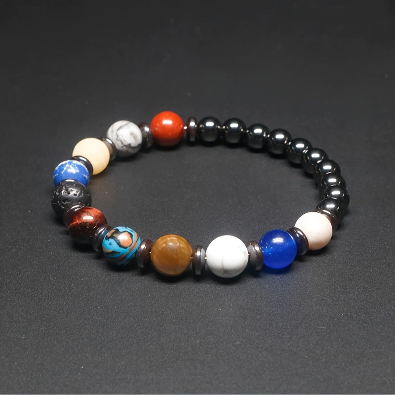 Unisex Solar System Bracelet with Artificial Stones for Men Women Gift