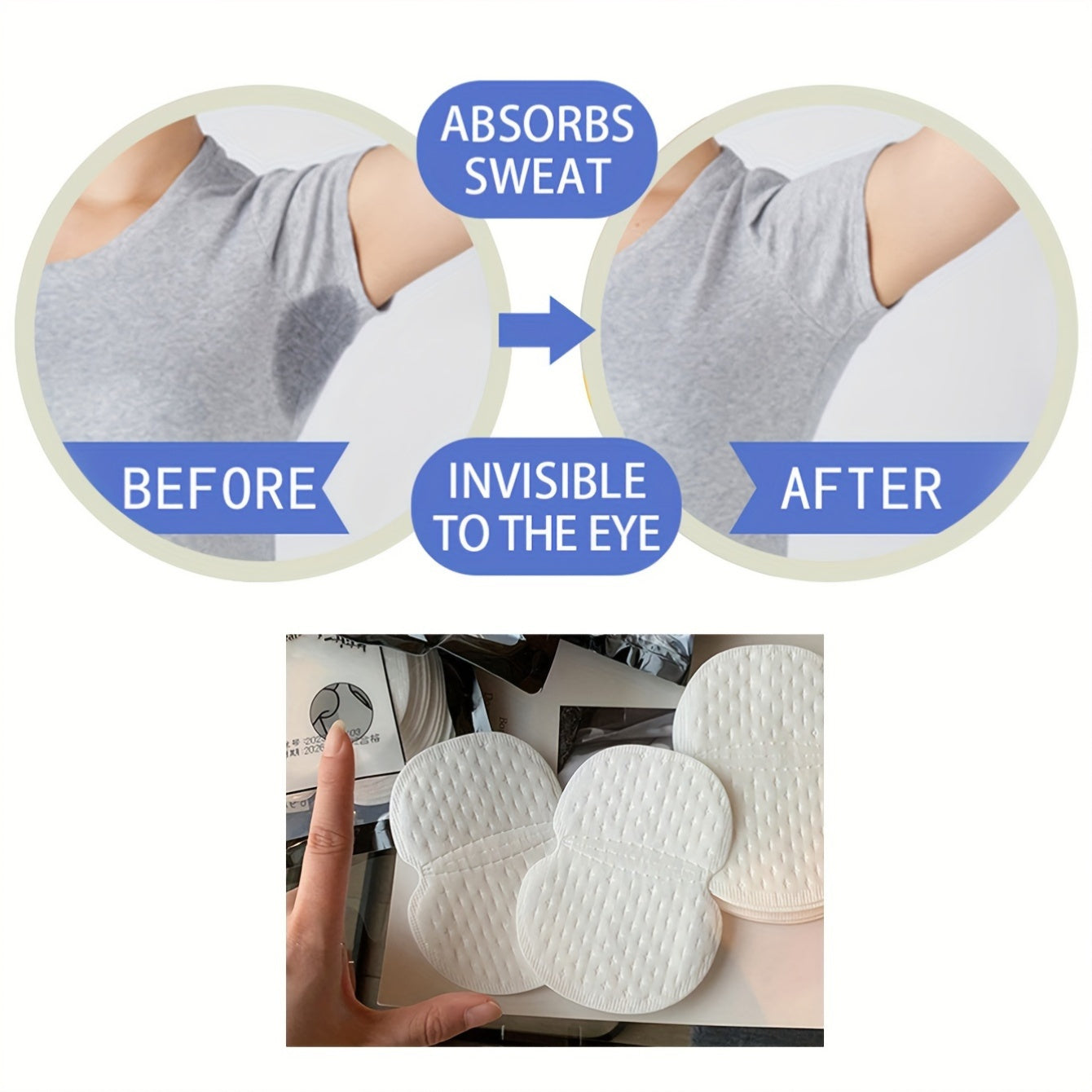 Disposable Underarm Sweat Pads 50 Pack Absorbing Stickers for Men and Women