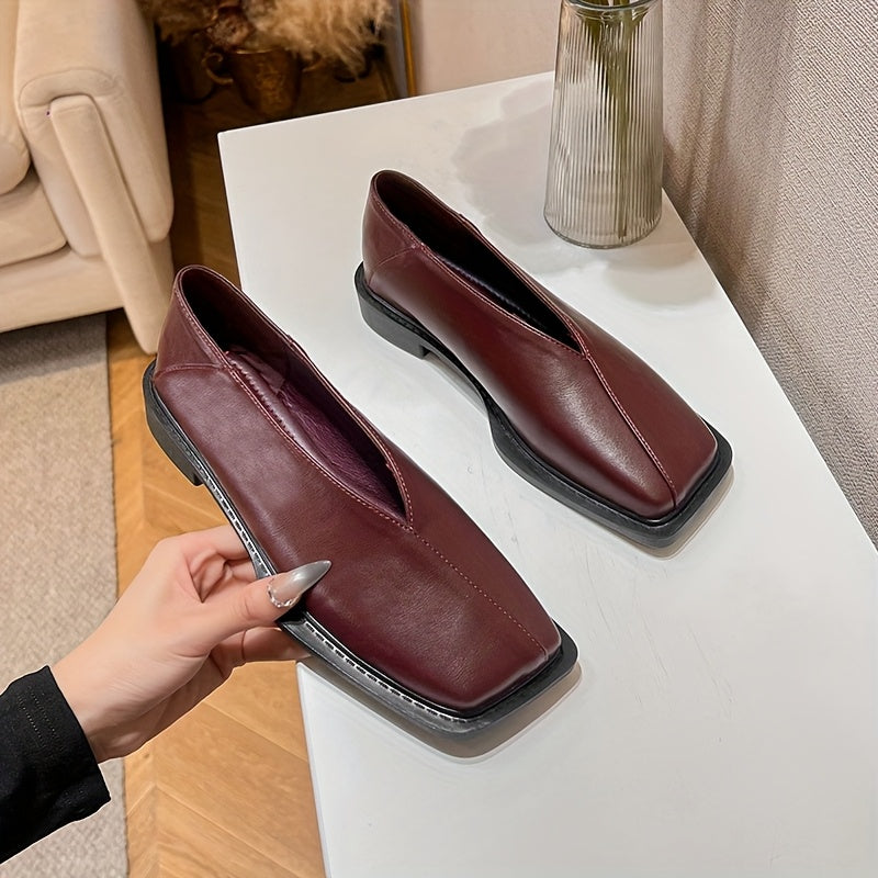 Women's Casual Slip-On Flats Synthetic Round Toe Lightweight TPR Sole