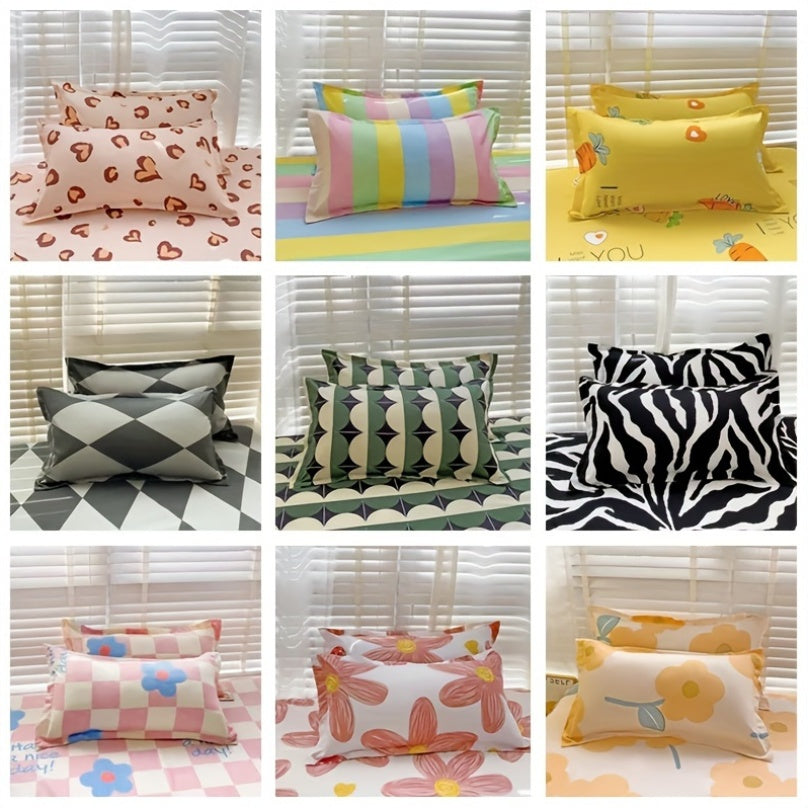 Aloe Vera Cotton Pillowcases with Envelope Closure, Geometric Pattern, Machine Washable