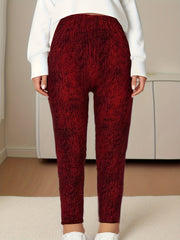 Women's High Elastic Hemp Dot Skinny Leggings for Workout and Casual Wear