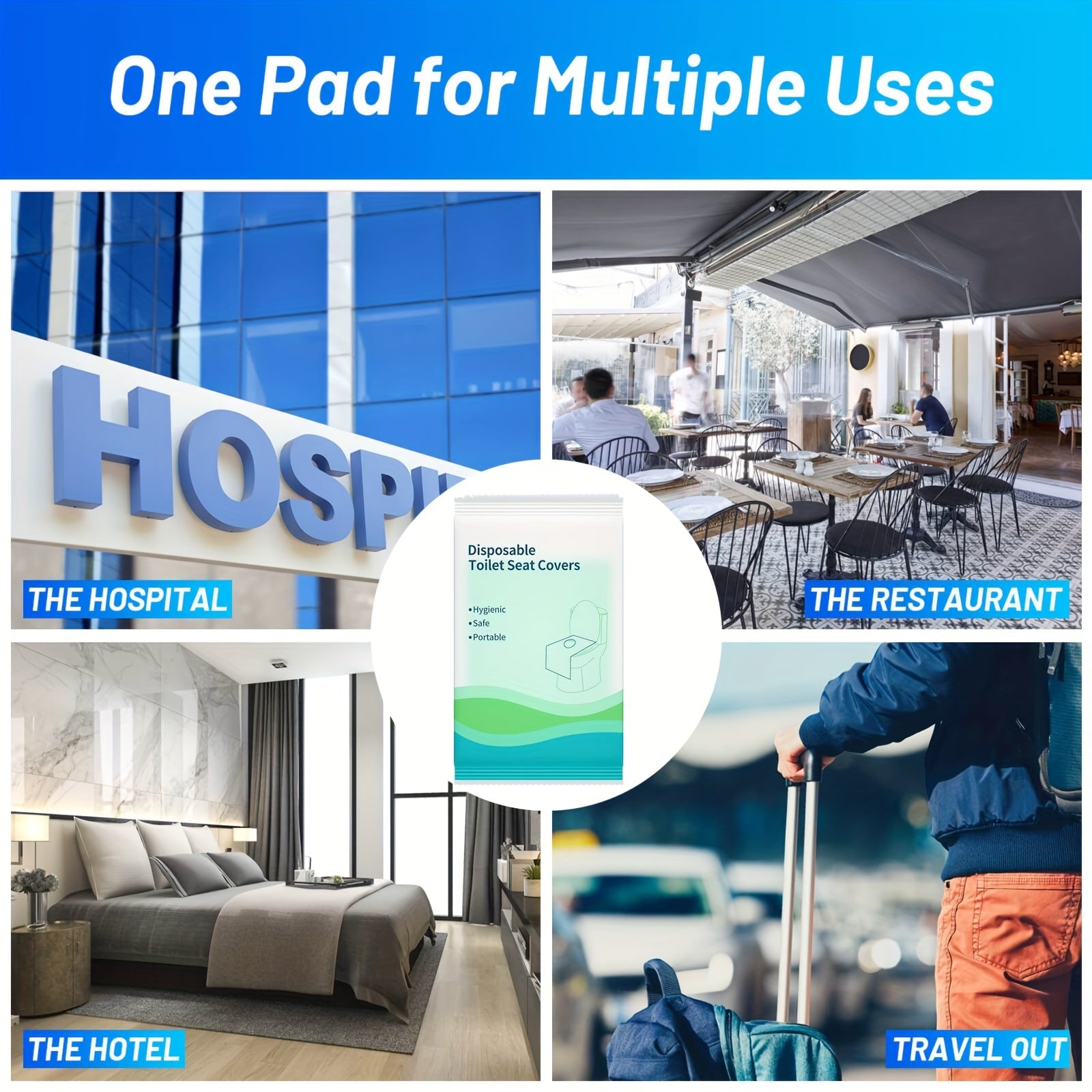 Disposable Toilet Seat Covers 20 Pack Waterproof Non-Woven Fabric Travel Public Restroom