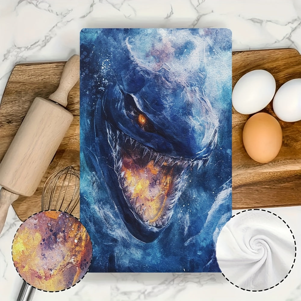 Set of 2 Ultra Soft Kitchen Towels, Subnautica Leviathan Design, Absorbent, Machine Washable, 40.64x60.96 cm
