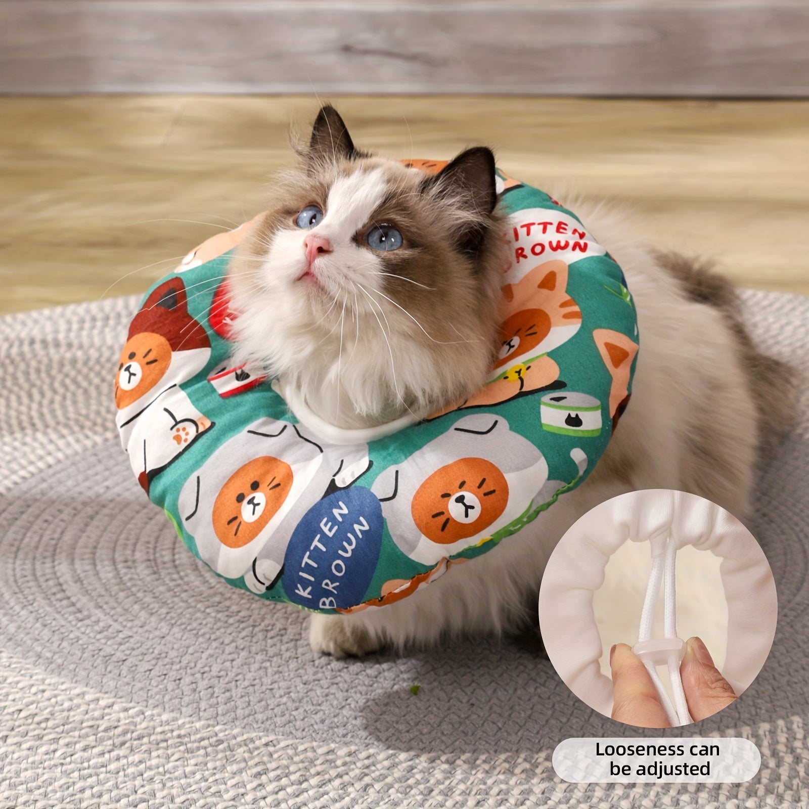 Soft Recovery Collar for Cats and Small Dogs Adjustable Elizabethan Neck Cone with Cartoon Design