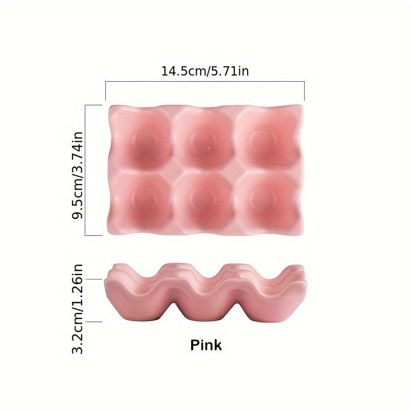 Colorful Ceramic Egg Tray Double Row 6 Cell Kitchen Storage and Preservation