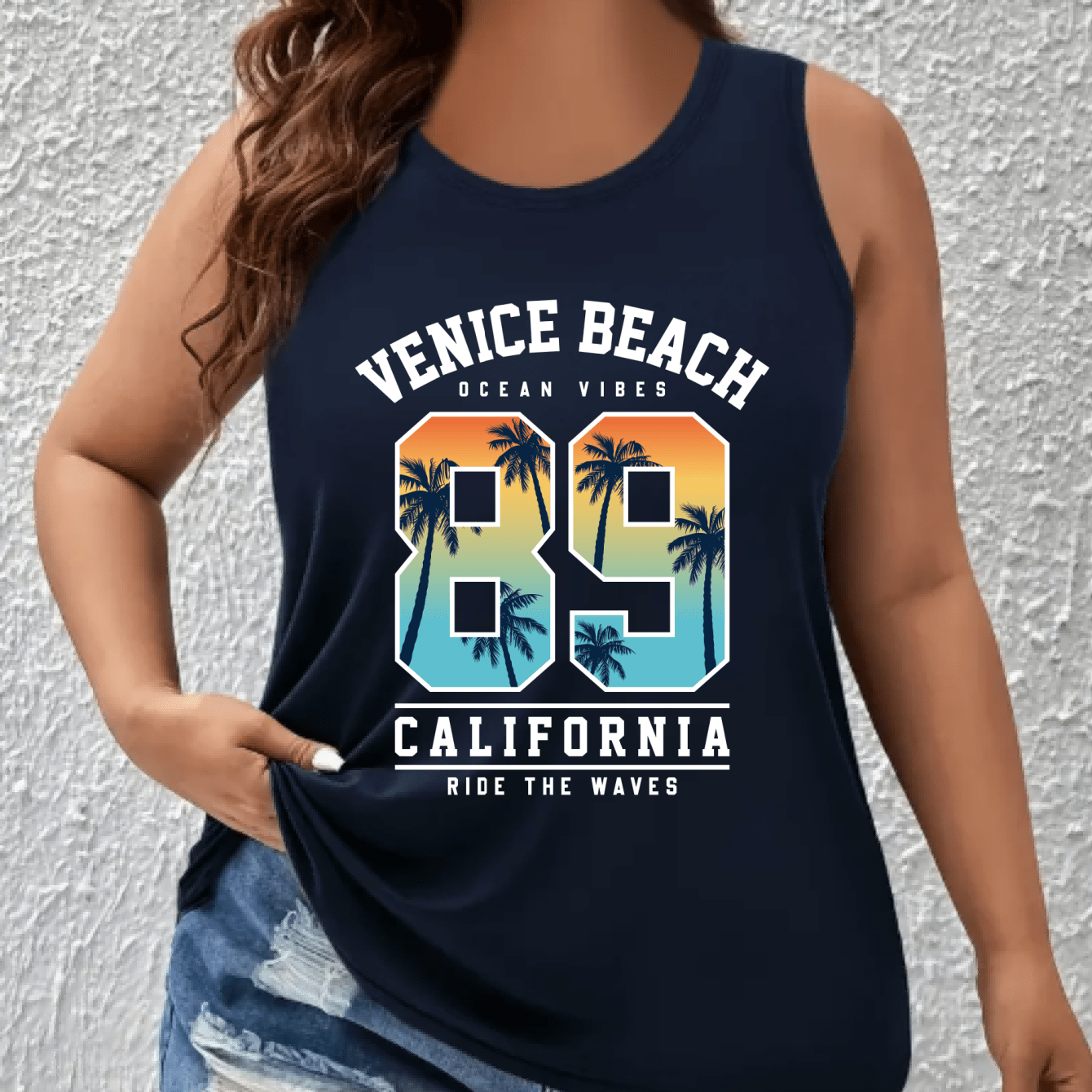 Women's Off-Shoulder Sleeveless Vest Top Breathable Stretchy Graphic Print