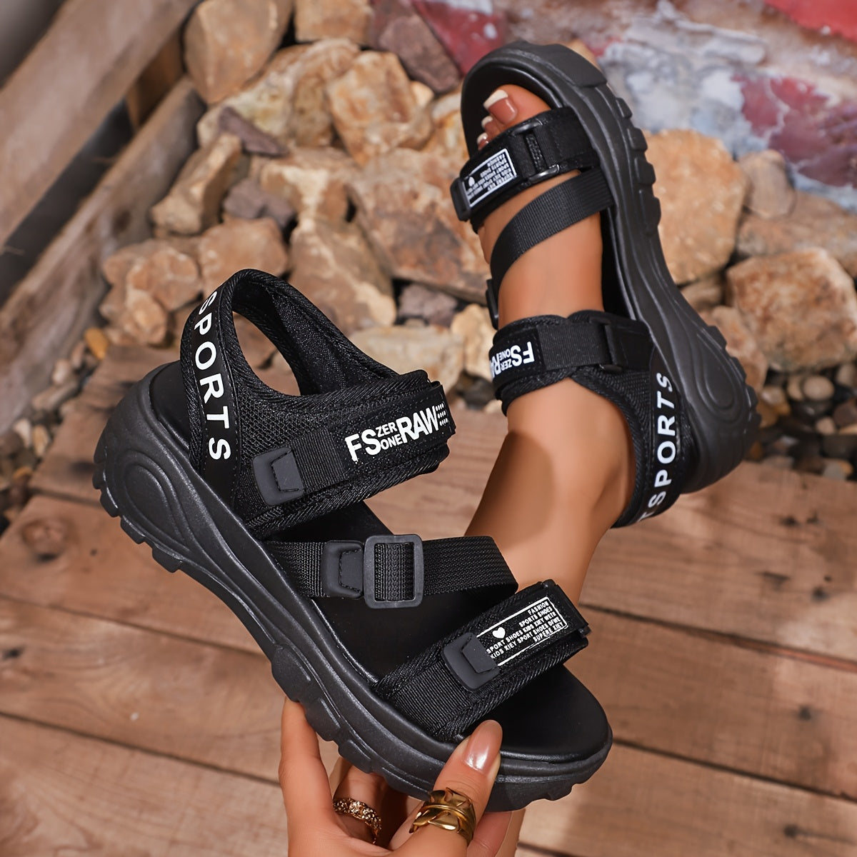 Women's Lightweight Fairy Style Magic Tape Sandals for Summer Outdoor