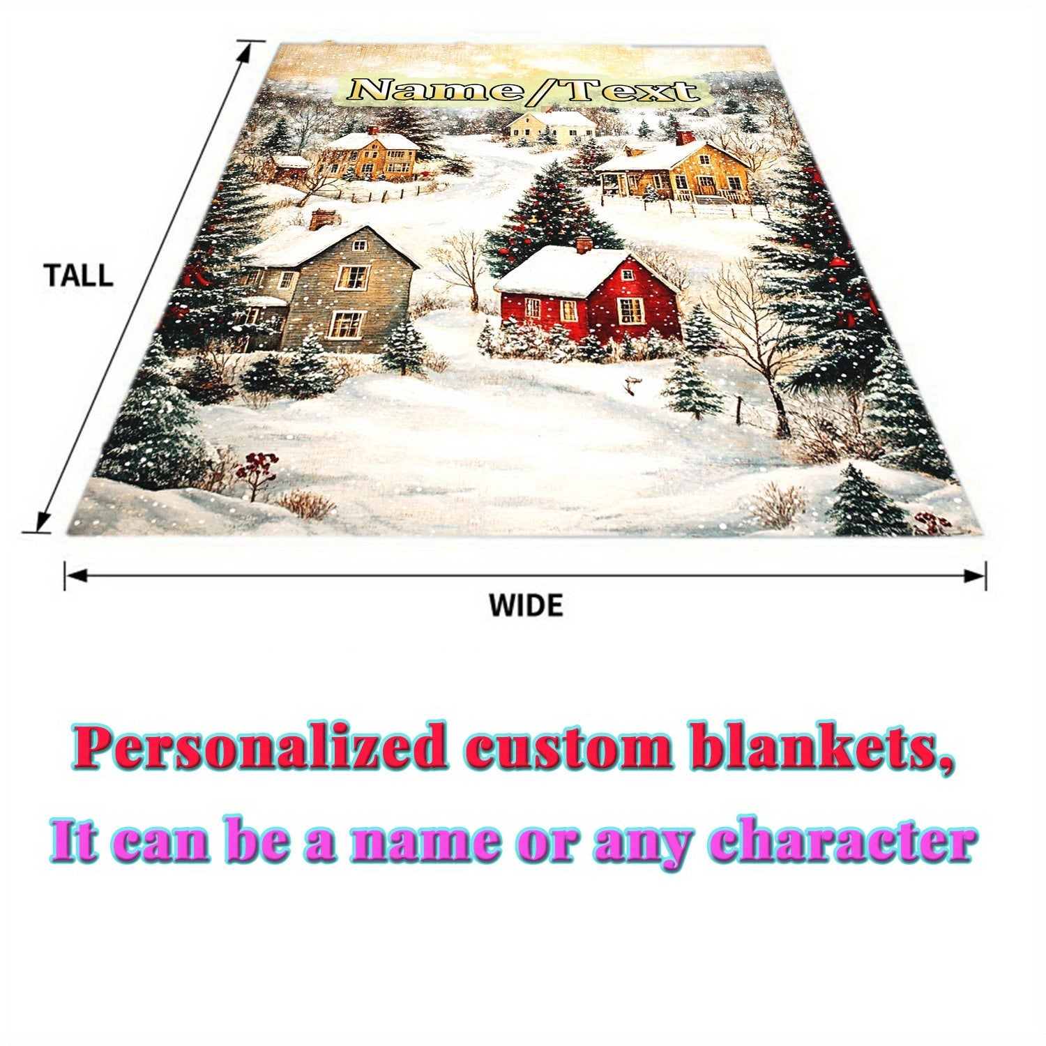 Winter Scene Fleece Blanket Soft Polyester Cozy Throw for Sofa Bed Travel