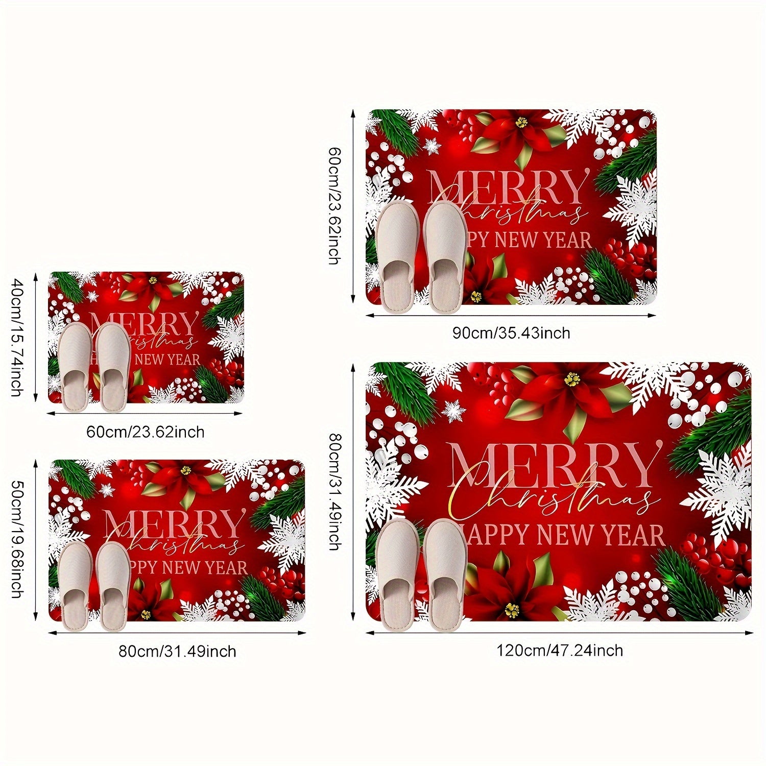 Rojdestvo Qizil Esik Matosi Katta Qaytmaslik uchun Ichki Tashqi Kirish Gilam Absorbent Flanel