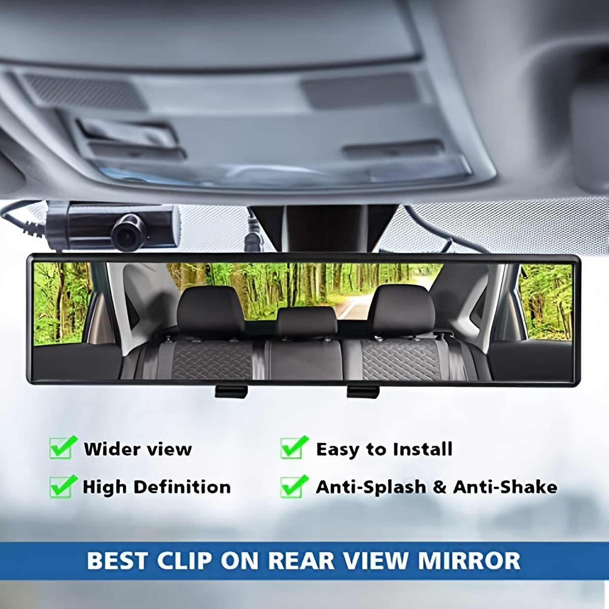 Auto Rear View Mirror Convex Wide Angle Blind Spot Reducing Durable Glass
