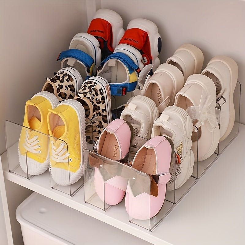 Acrylic Shoe Organizer 4-Section Shoe Rack for Baby and Kids Shoes Floor Mount