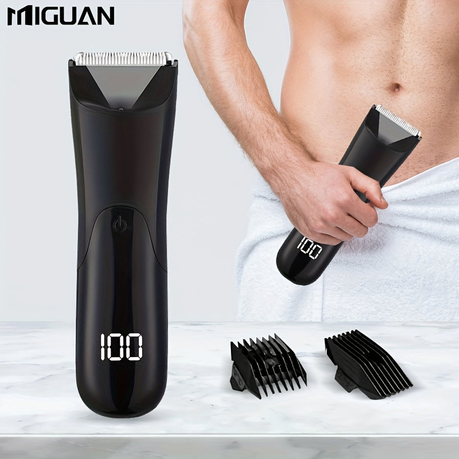 Men's Electric Body Hair Trimmer USB Rechargeable Ceramic Blade Full Body Grooming Shaver