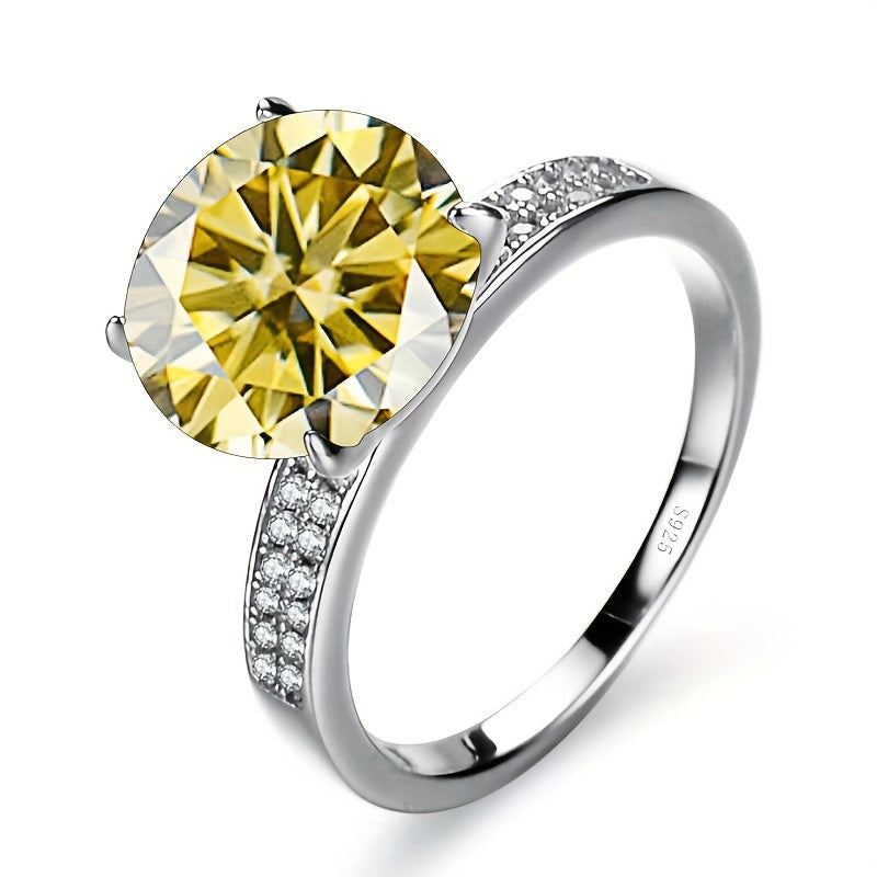 Sterling Silver Moissanite Ring 5 Carat Four Claw Engagement Wedding Anniversary