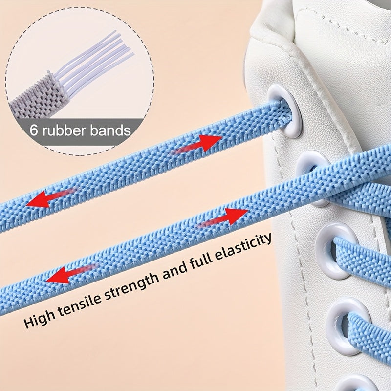 Unisex Polyester Elastic No-Tie Shoelaces for Running and Casual Shoes