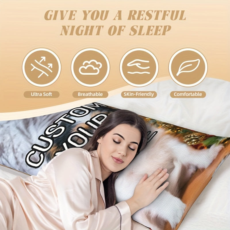 Personalized Plush Photo Pillowcase 50.8x137.16cm Double-Sided Home Decor Gift