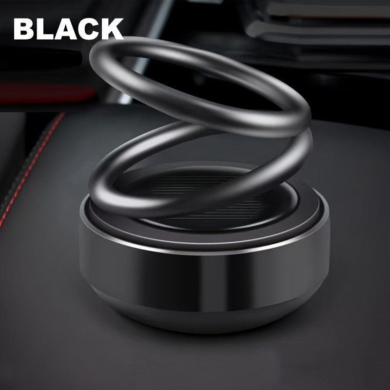 Dual-Ring Car Air Freshener Solar Powered Fragrance Diffuser Red Metallic