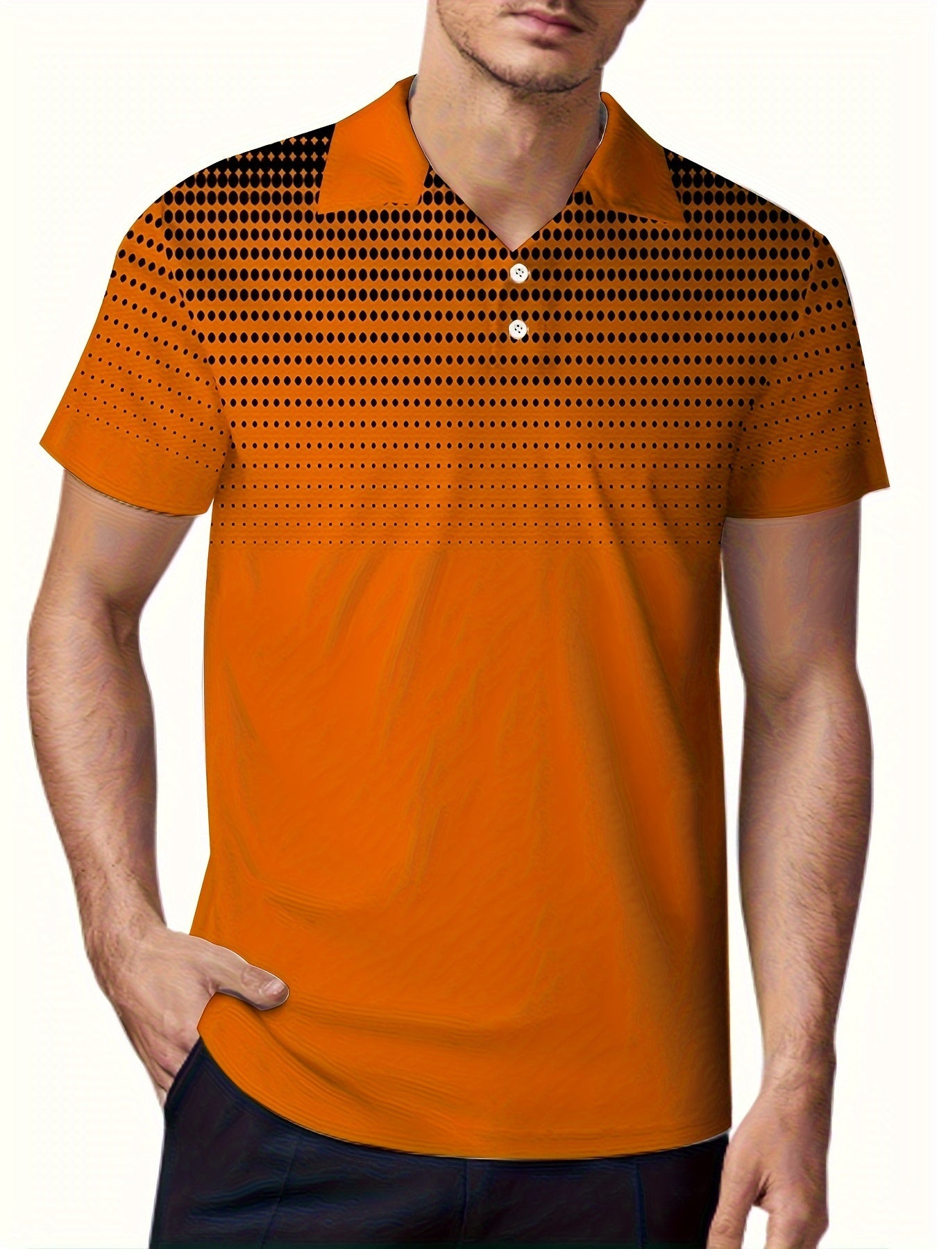 Men's Plus Size Polo Shirt with Polka Dot 3D Print Knit Fabric Short Sleeve Casual