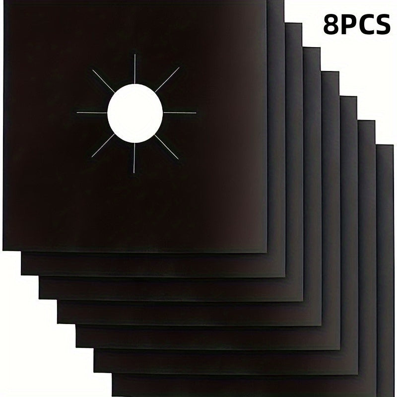 Stovetop Burner Covers Set Black 4/8 Pieces Non-Stick Gas Stove Protectors