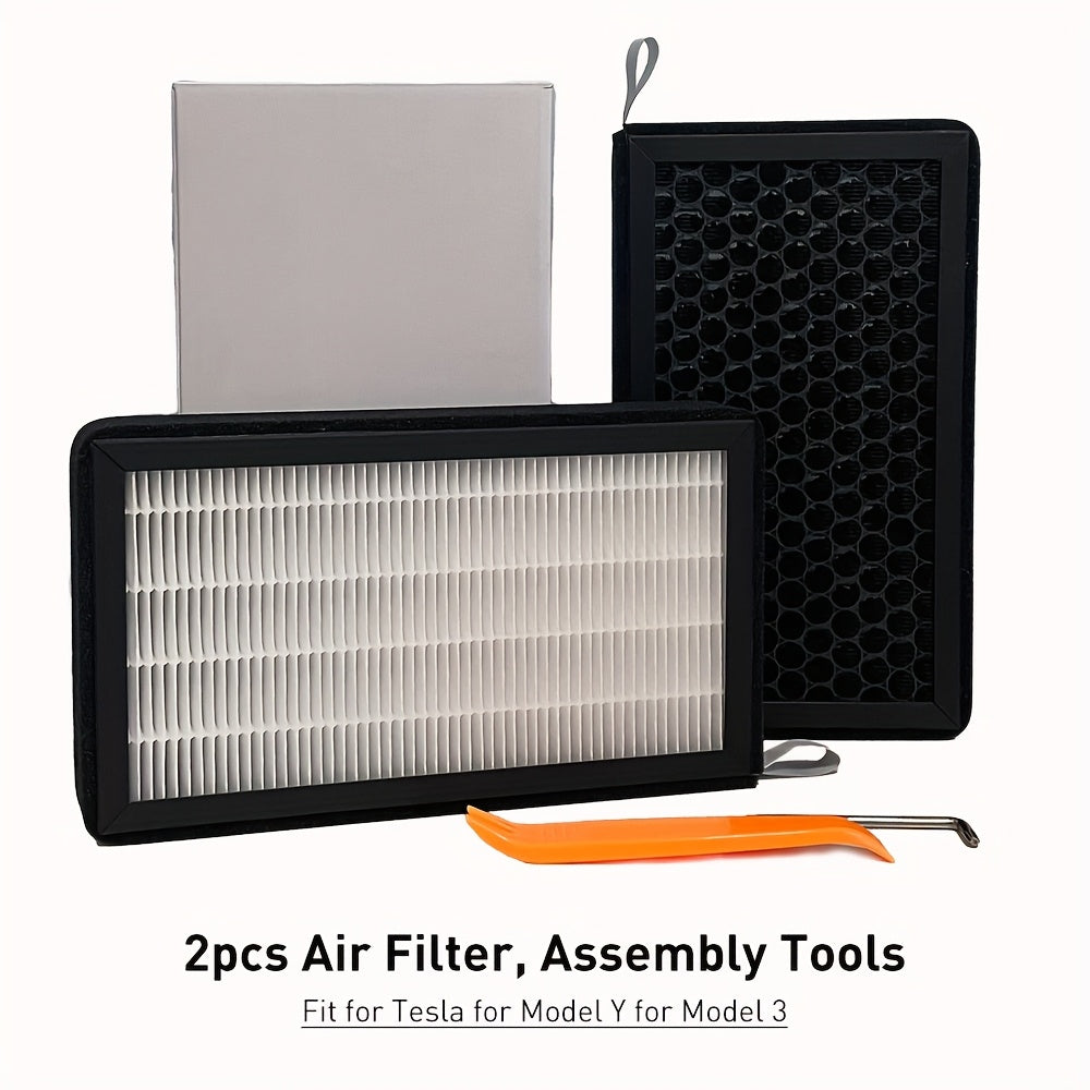 Комплект для замены воздушного фильтра автомобиля для Tesla Model 3 и Model Y HEPA активированный уголь, упаковка из 2