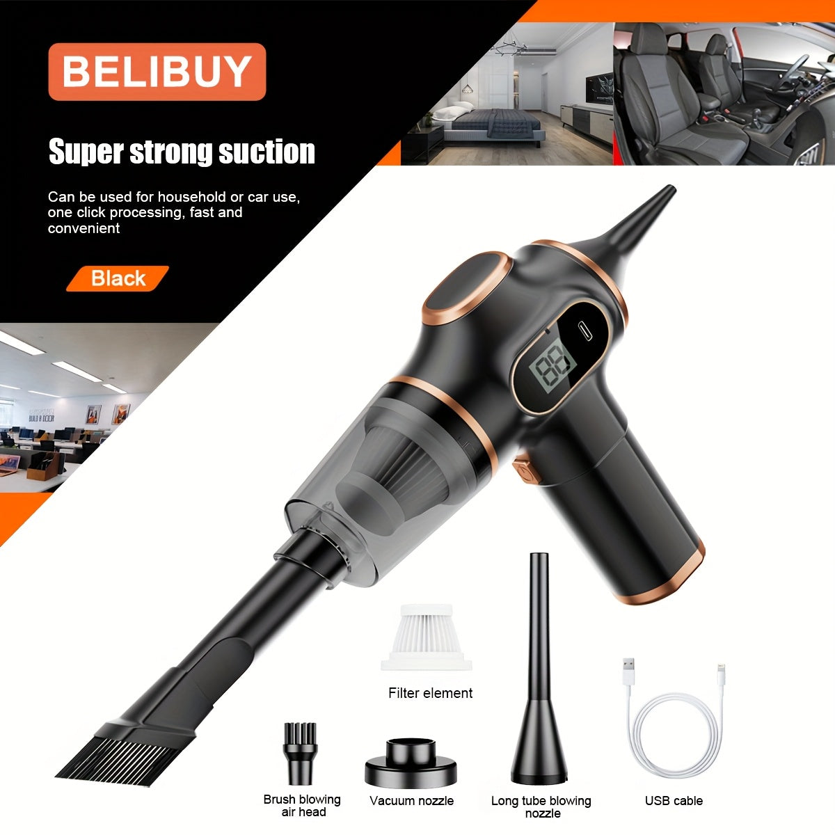 Uy va avtomobil uchun yuqori quvvatli simsiz qo‘l yuvish qurilmasi, USB orqali zaryadlash, engil