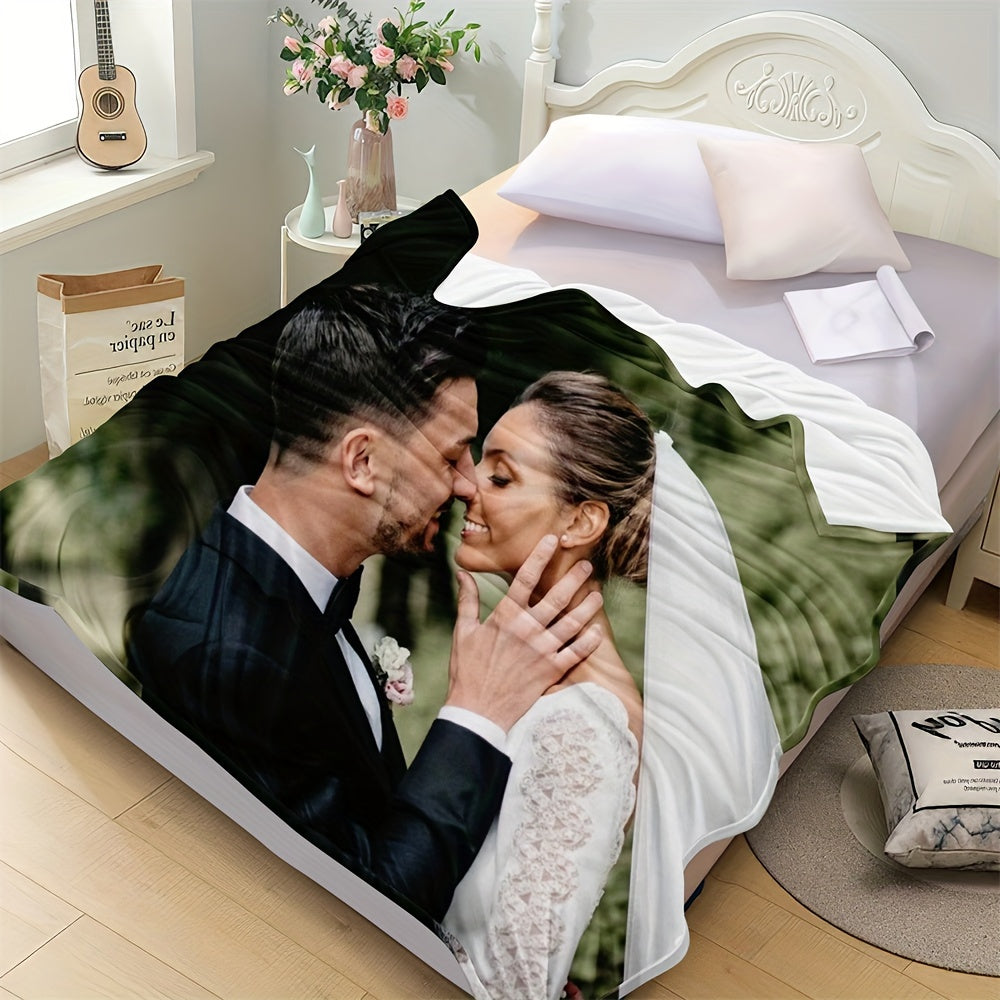Personalized Photo Flannel Bed Blanket for Home Wedding Birthday Christmas Valentine