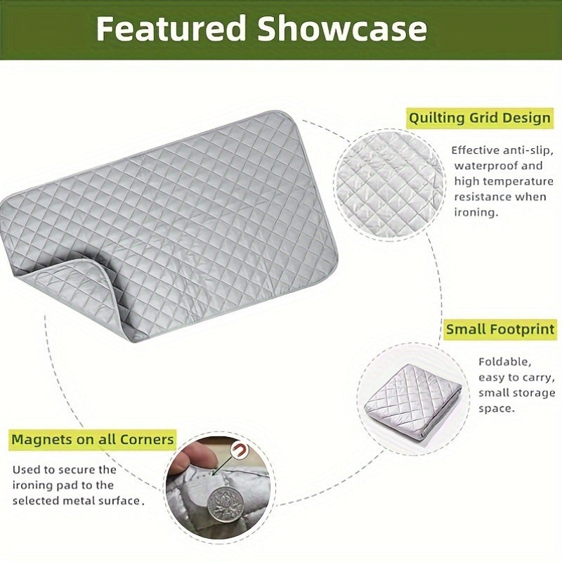 Magnetic Ironing Mat 83.82x45.72cm Waterproof Foldable Non-Slip Quilted PET