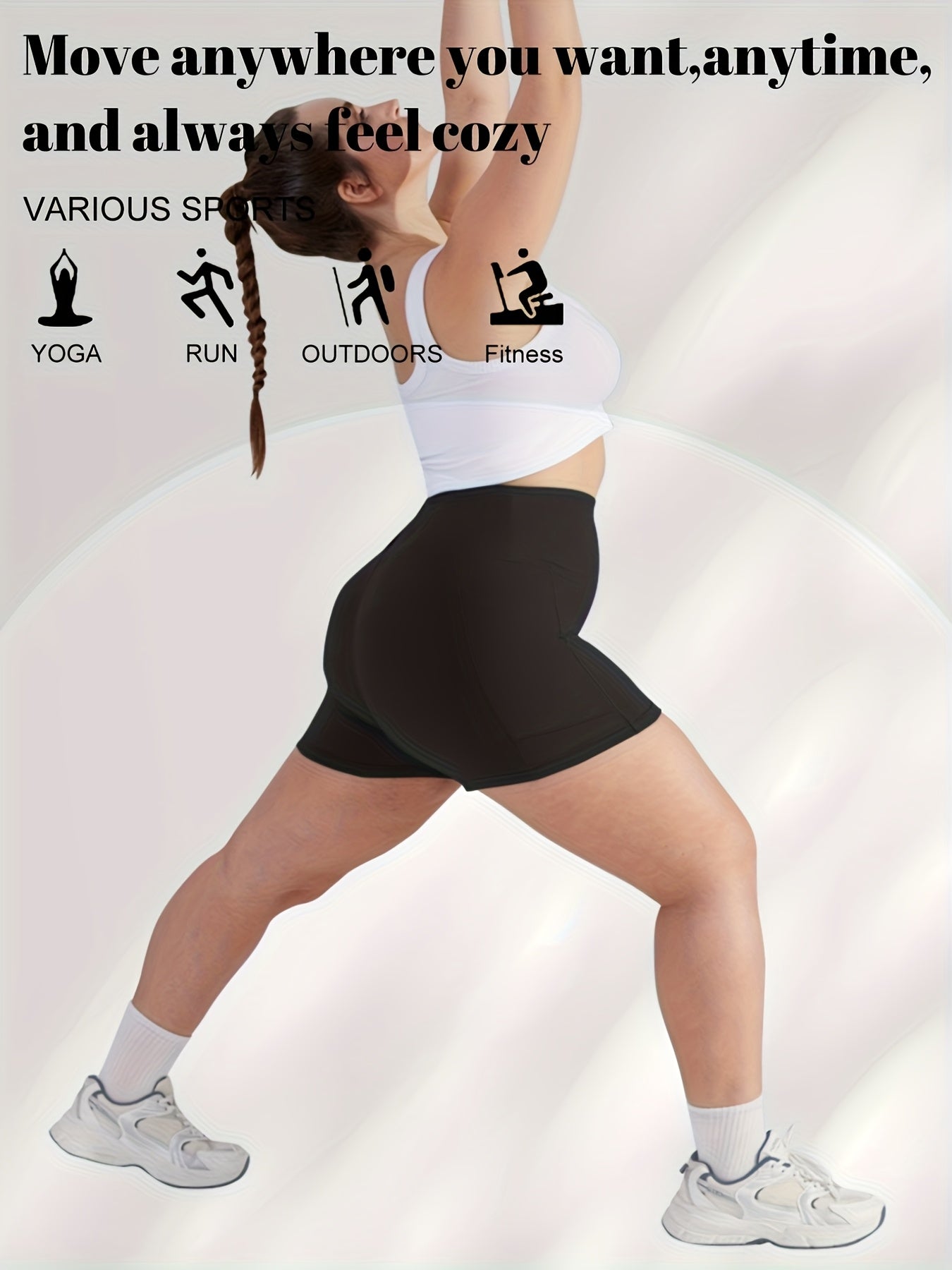 Women's High-Waist Stretchy Shorts with Pockets 3-Pack Black Gray Dark Purple