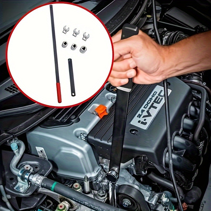 Universal Serpentine Belt Tensioner Tool Kit for Car Engines, 3/8 and 1/2 Inch Drive