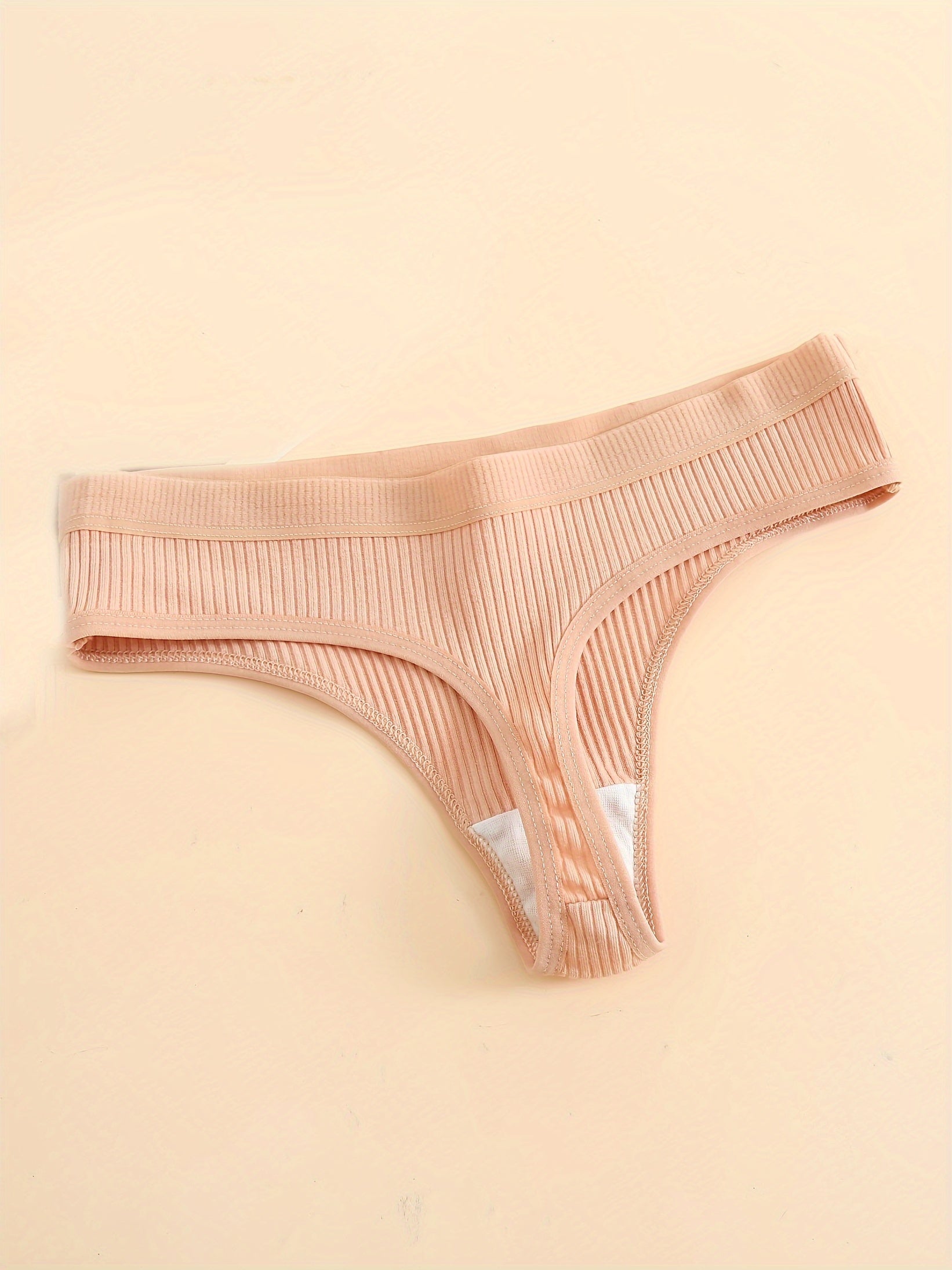 Women's Seamless Cotton Thongs 6-Pack Low Waist V-String Solid Color