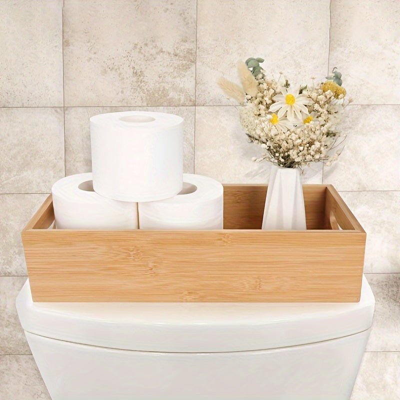 Bamboo Bathroom Storage Box Waterproof Rectangular Organizer for Toilet Kitchen Home