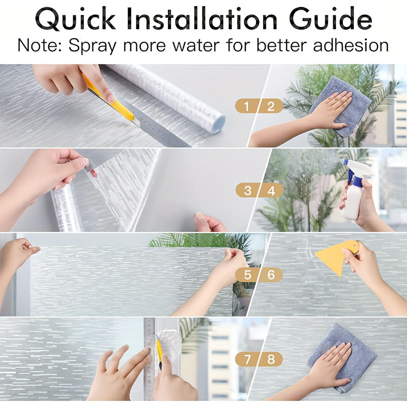 Frosted Glass Window Film UV Blocking Static Cling Removable Opaque Vinyl Covering