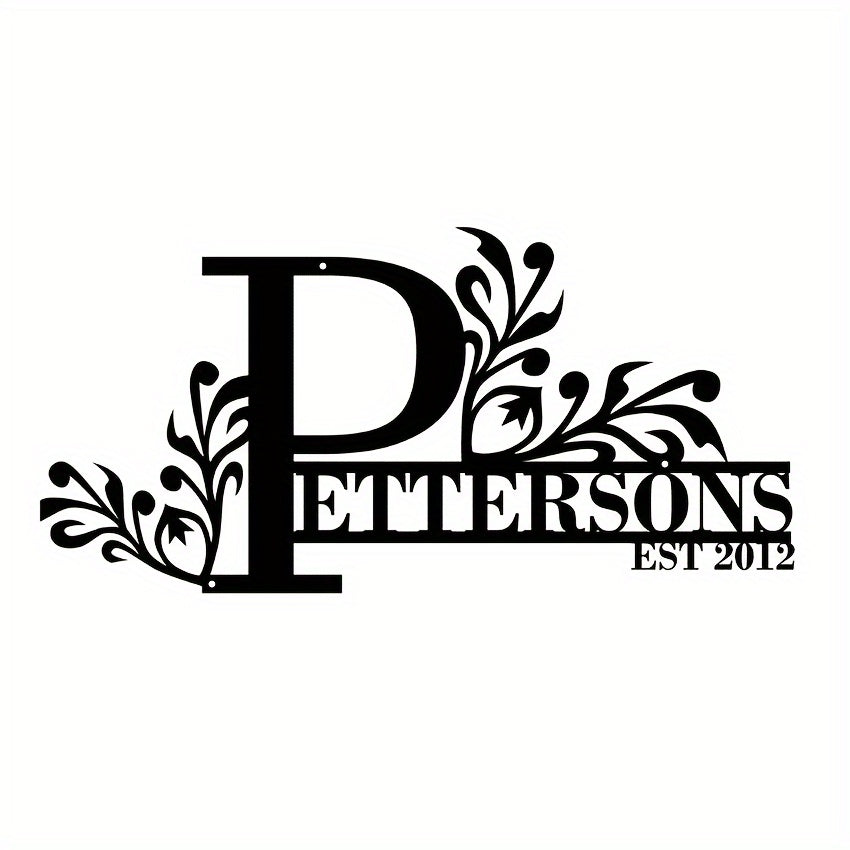 Personalized Metal Family Name Sign Custom Last Name and Date Outdoor Door Hanger