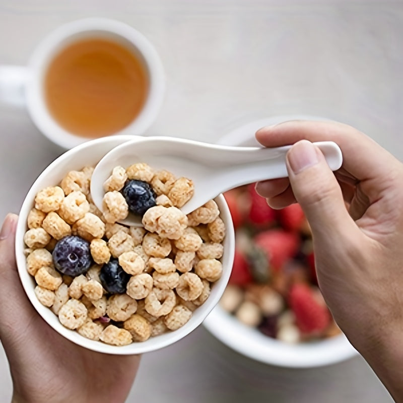 6-Piece White Ceramic Soup Spoon Set Microwave Oven Dishwasher Safe