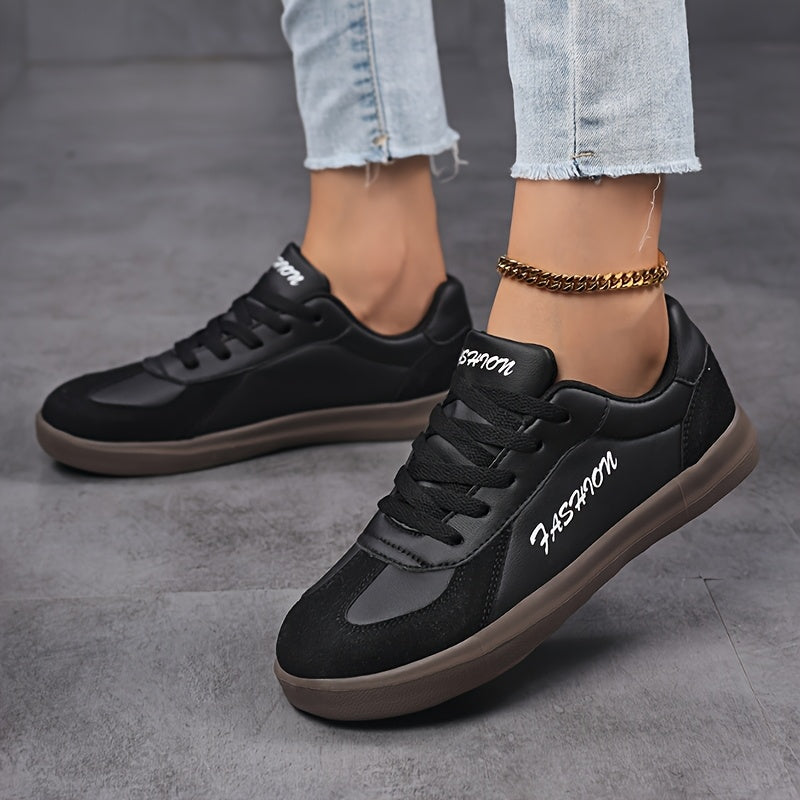 Women Black Fashion Sneakers Casual Low Top Round Toe Lace-Up All-Season Footwear