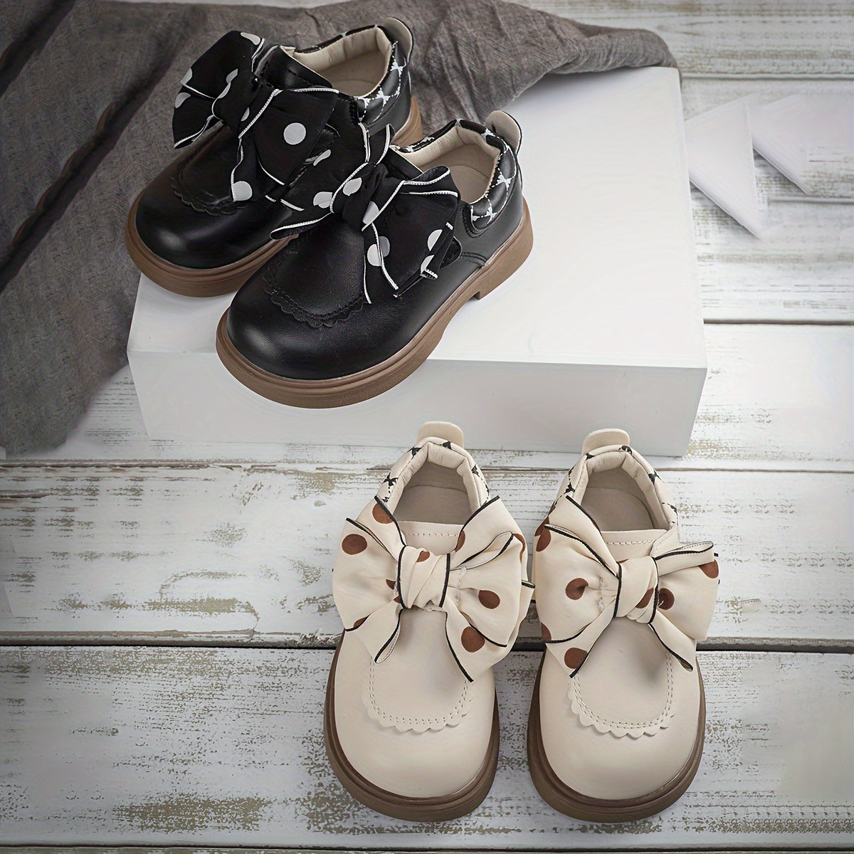 Girls Loafers with Bowknot Non-Slip Lightweight All-Season Casual Shoes