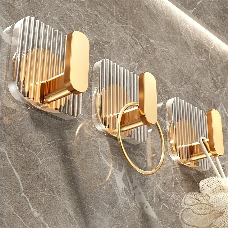 Acrylic Hooks Set of 4 Wall Mount Towel Rack Kitchen Utensil Hanger No-Drill